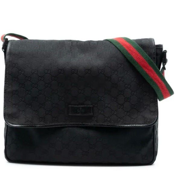 Gucci Black Messenger Bag women men 100% Authentic